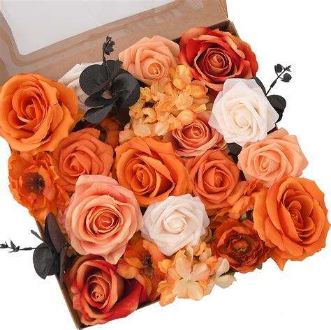 burnt orange fake flowers